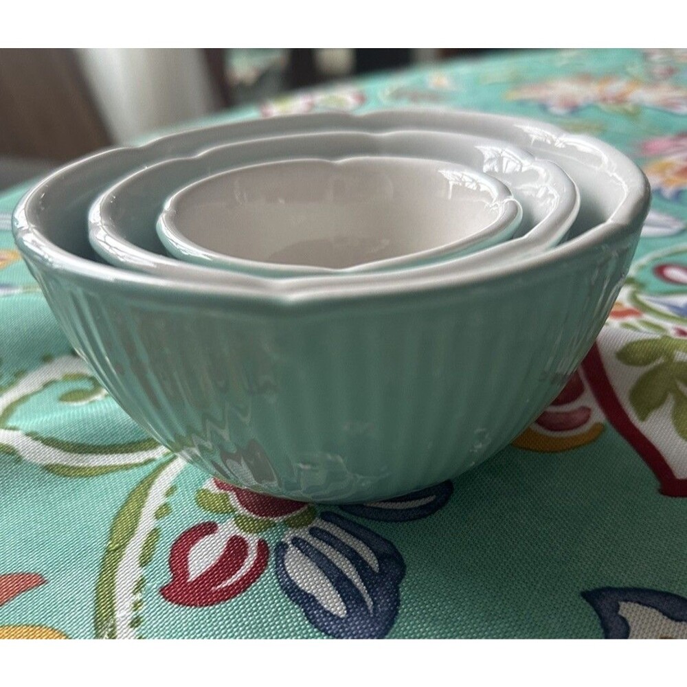 Martha Stewart VTG MINI 3 Pc. 3,4,5” Stoneware Prep Bowl Set Blue Cottage Style - Picture 2 of 5
